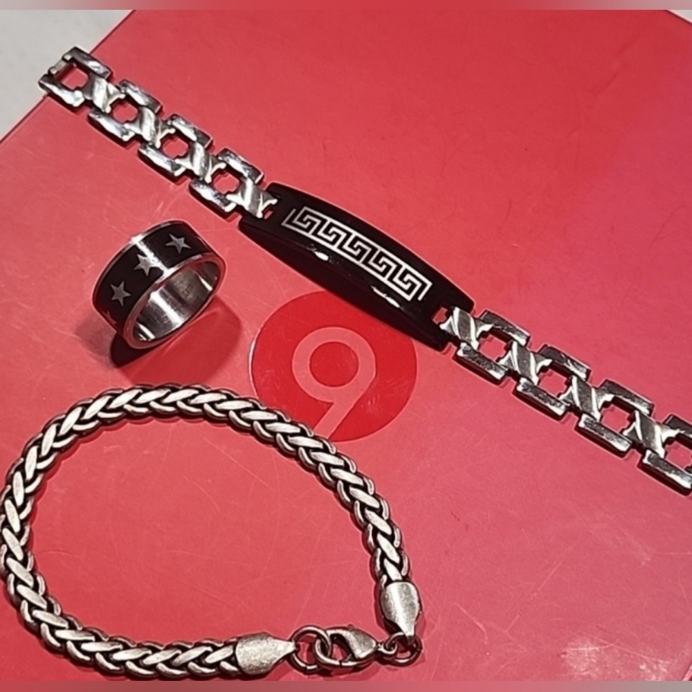 Bundle of Two Men's Bracelets and One Ring